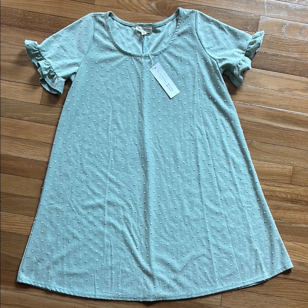 Mint green dress with Ruffle Sleeves